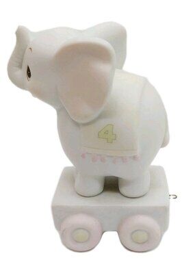 Precious Moments Elephant Birthday Train Age 4 Figurine 1985 - 3.75" Cake Topper